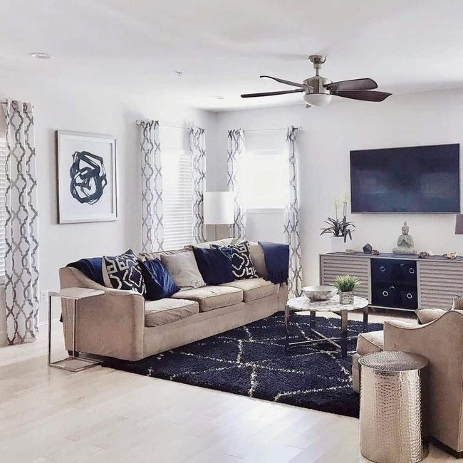 Beige Couch, Navy Contrast