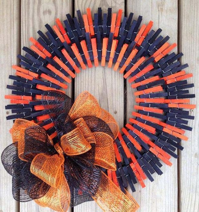 Orange And Blue Clothespin Wreaths