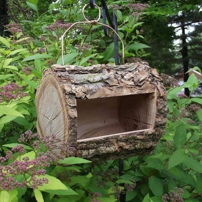 Weathered Wood Bird Feeder