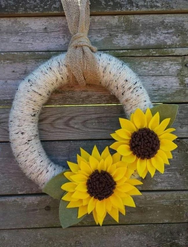 Yellow Sunflowers Brown Burlap Wreath