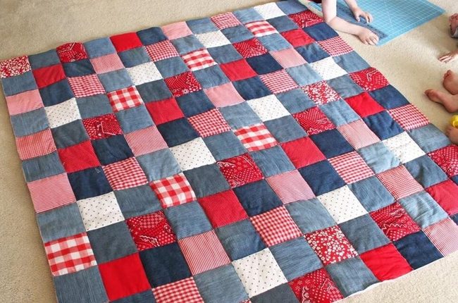 Patchwork Denim Picnic Blanket