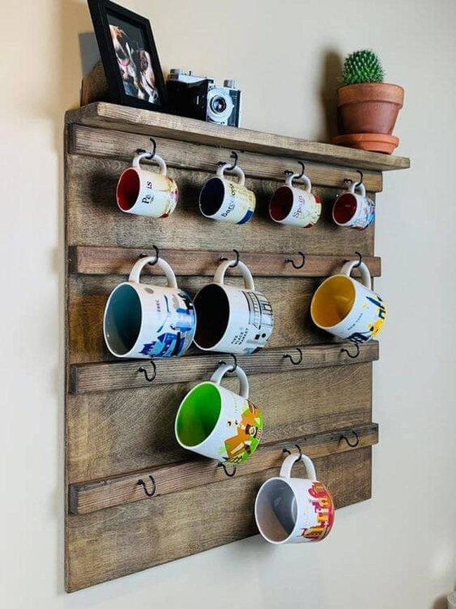 Colorful Mugs On Wood