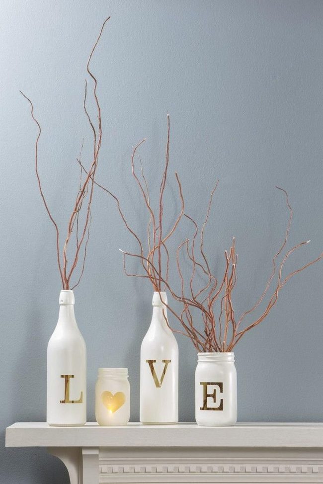 Painted Wine Bottle Candlelight