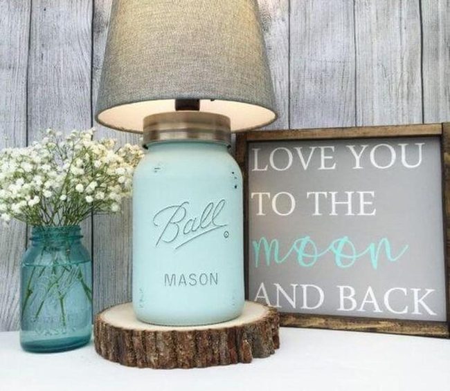 Mason Jar Lamplight With Vintage Flowers