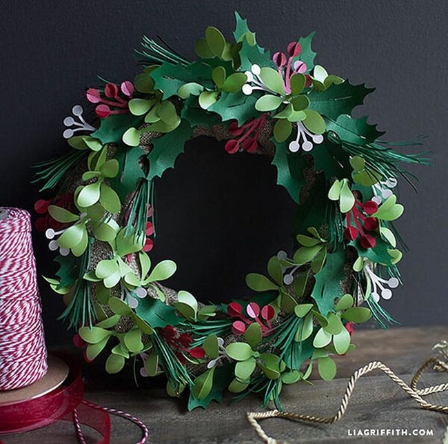 White Candles In Handmade Paper Wreath