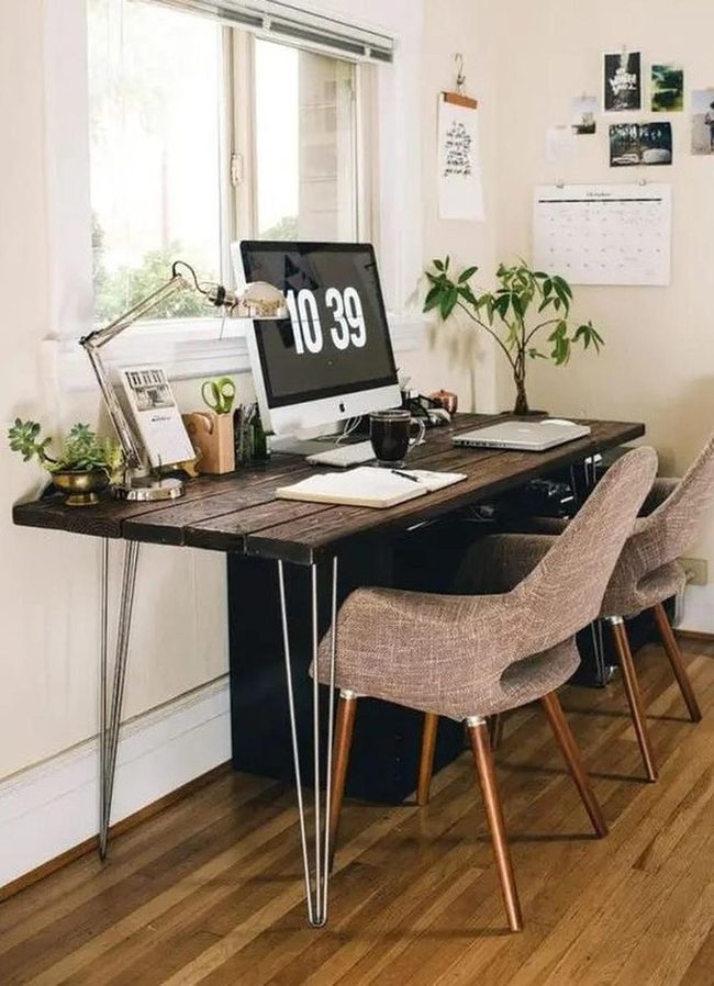 Wooden Desk, Modern Workspace
