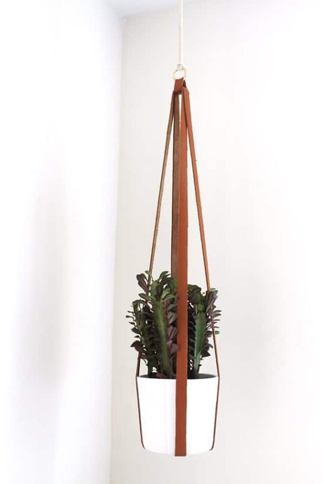 Vegetable-Tanned Leather Hanging Planters