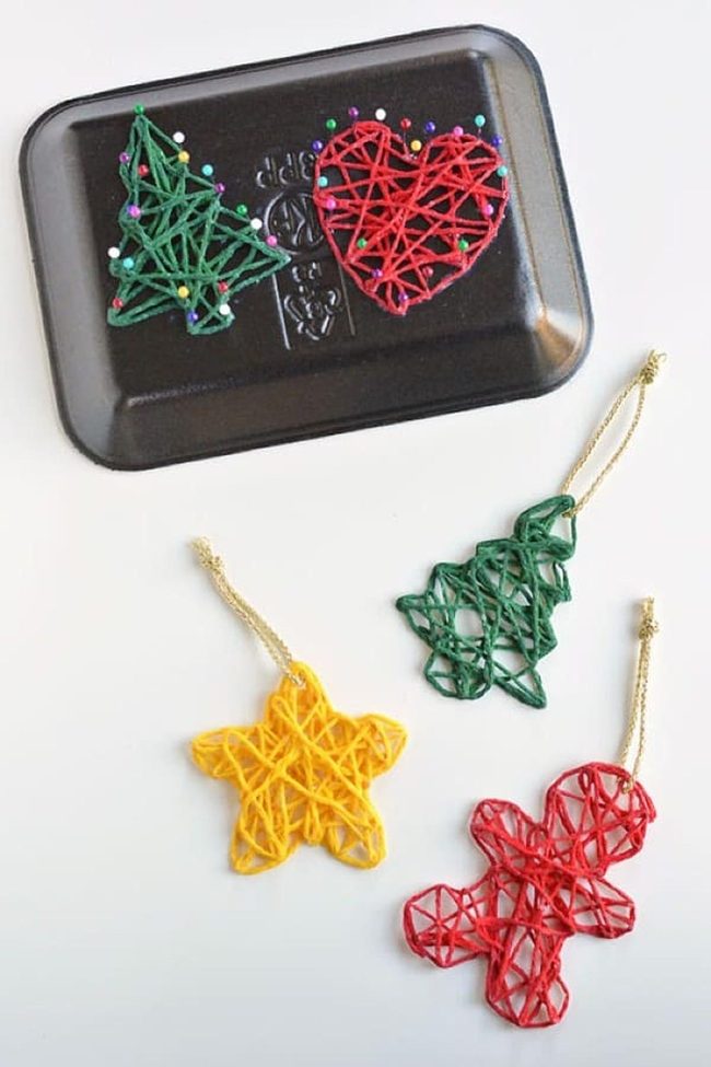 Colorful Wrapped Yarn Ornaments
