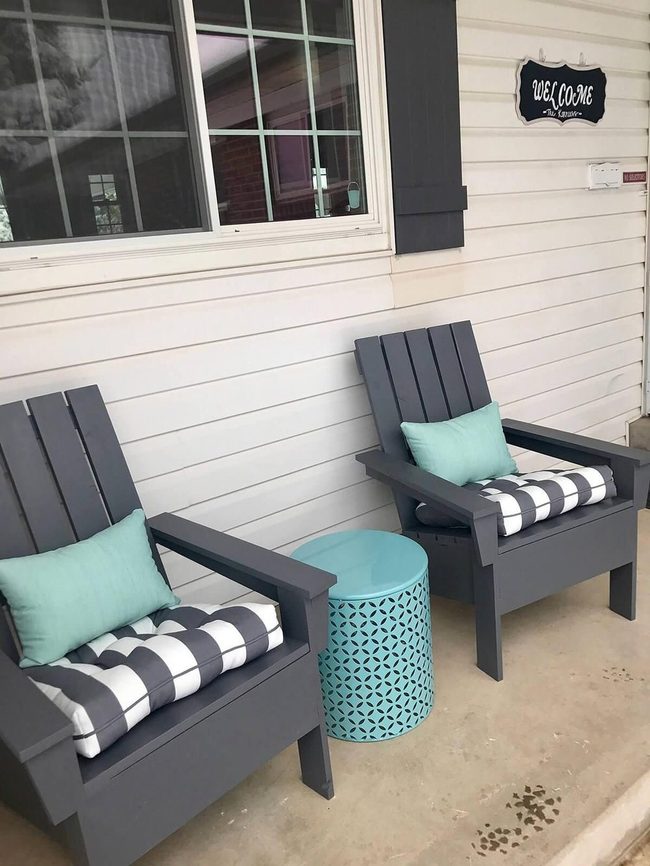Weatherproof Adirondack Chairs, Colorful Pillows