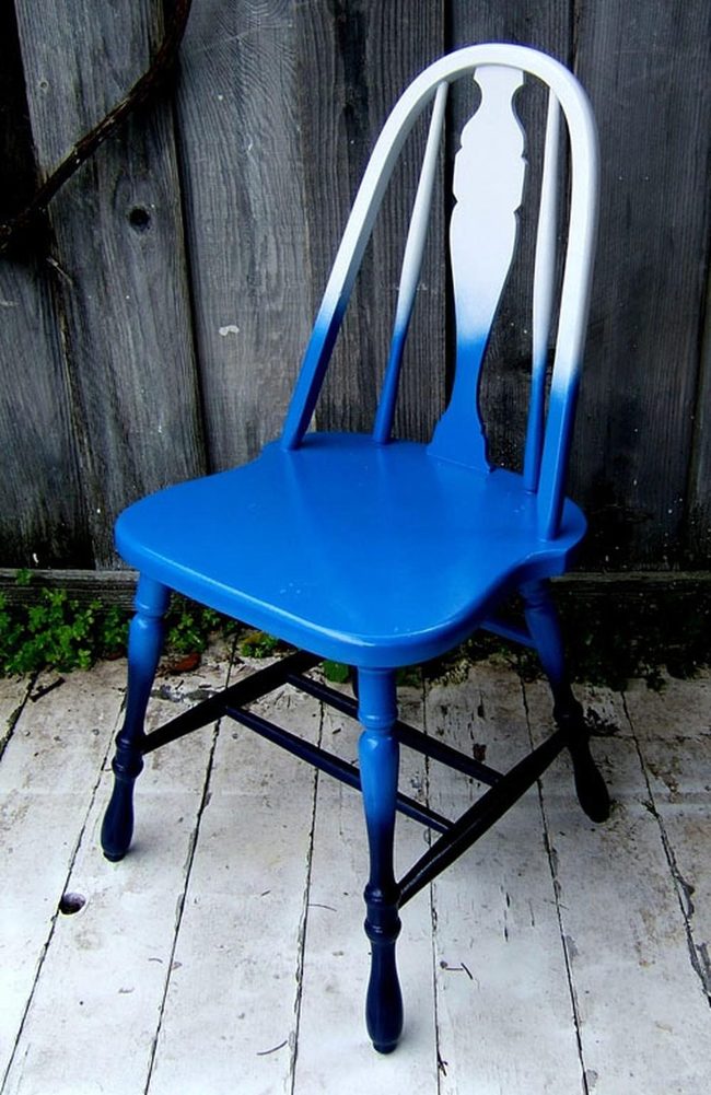 Blue Ombré Wooden Chair