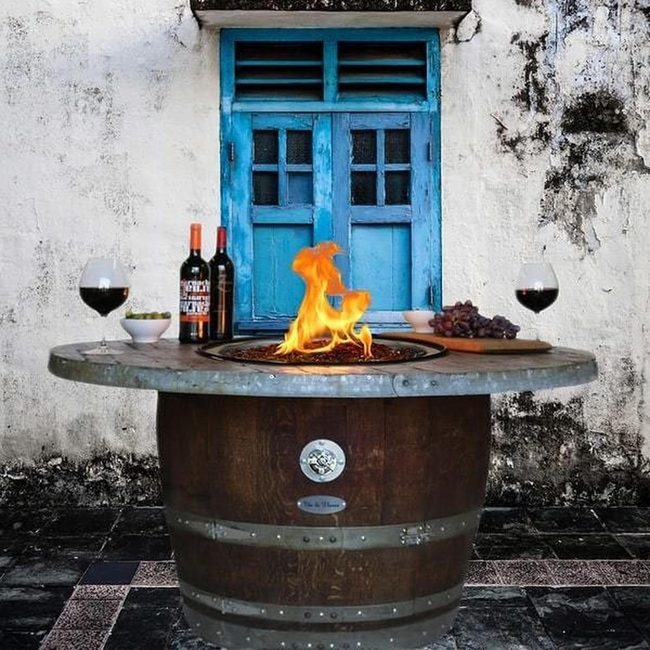 Wine Barrel Fire Pit Gathering