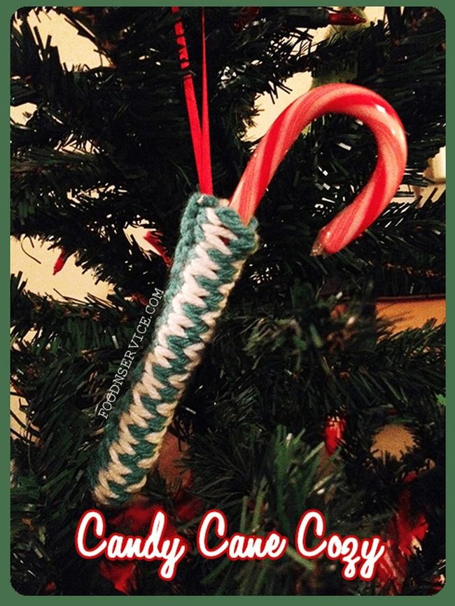 Striped Candy Canes In Knitted Blue