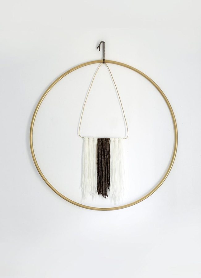 Gold Circles With Yarn Strands