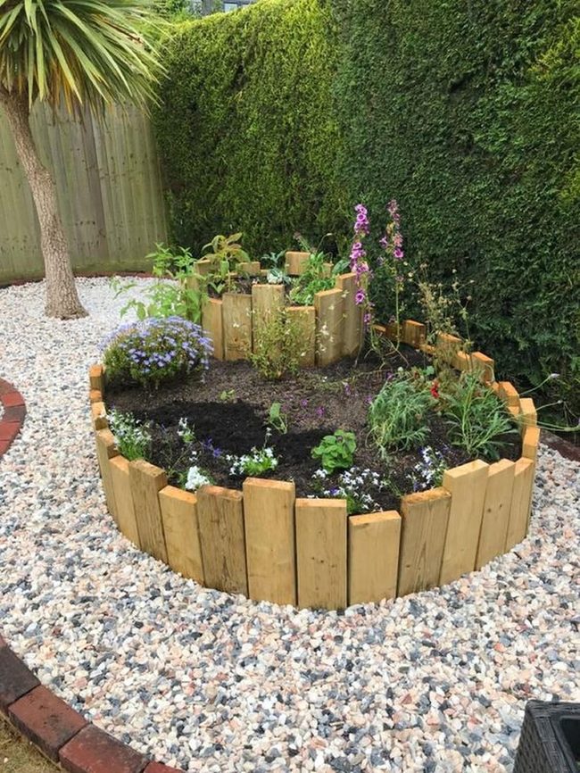 Wooden Planters, Purple Blooms
