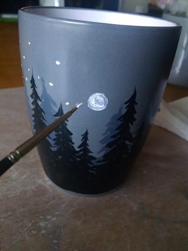 Gray Mug Pine Tree Minimalism