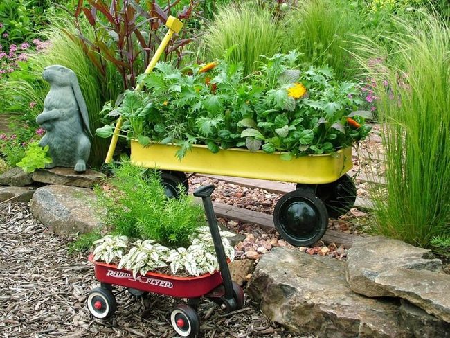 Vintage Metal Wagons Garden