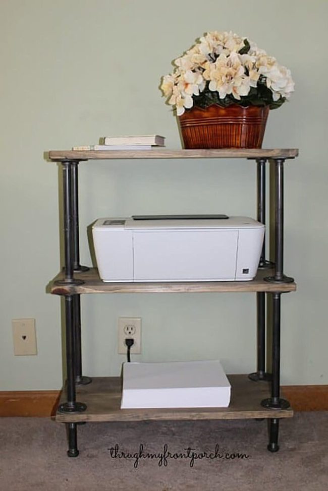 Black Pipe Wood Shelving Unit