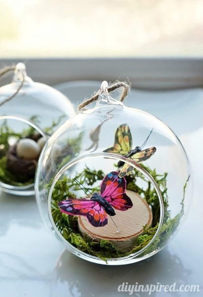 Glimmering Glass Butterfly Ornaments