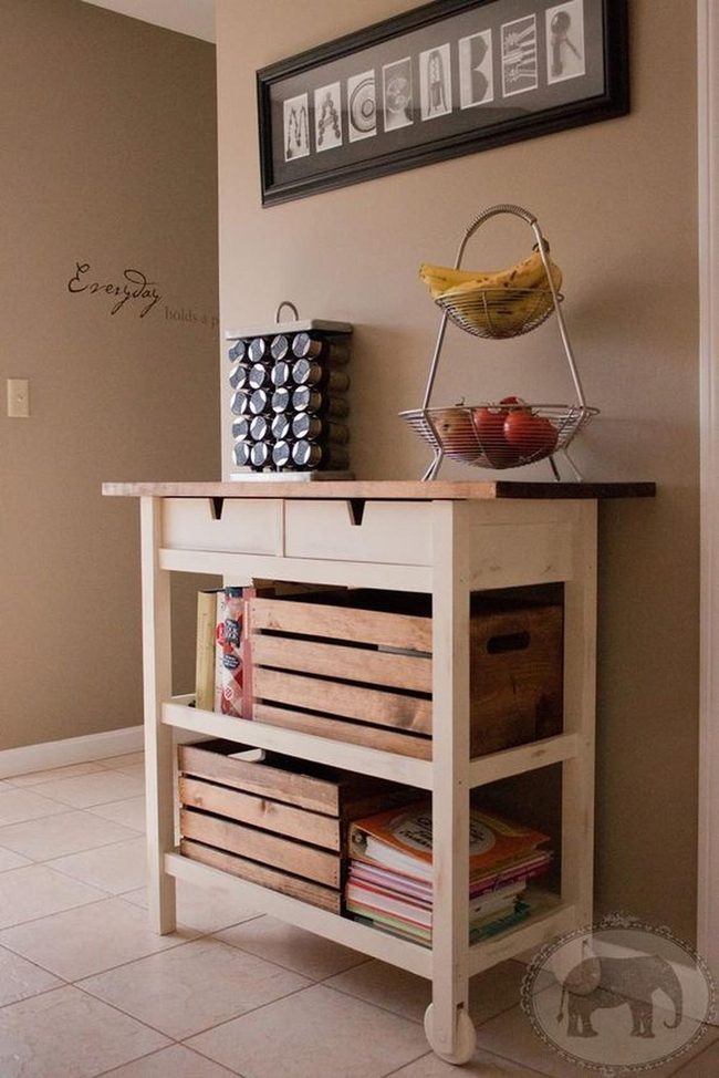 Wooden Shelves, Fresh Produce, Personal Kitchen