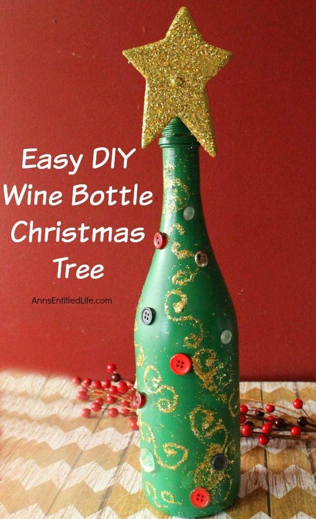 Glitter Green Wine Bottle Tree
