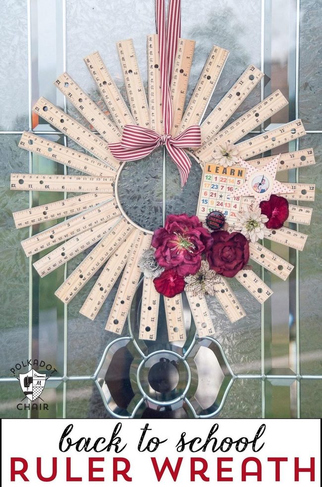 Wooden Rulers Sunburst Wreath