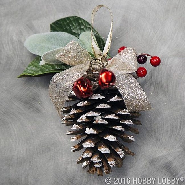 Frosted Pinecones With Red Berries