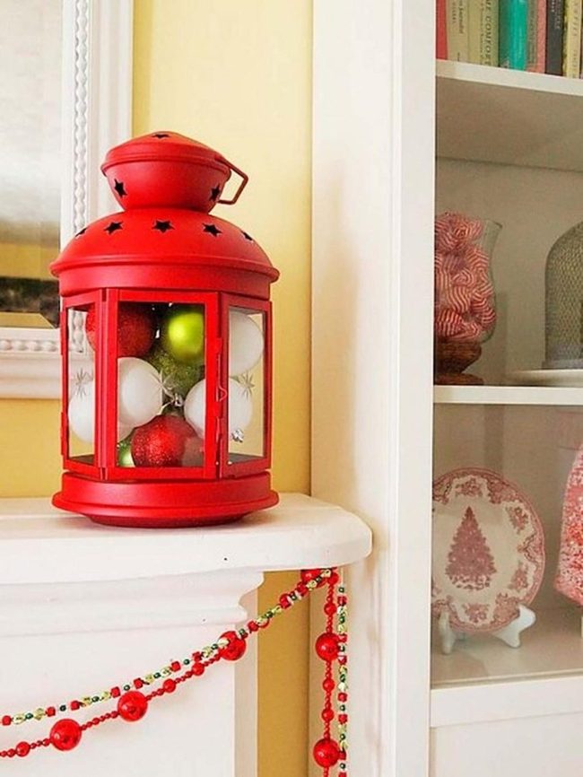 Red Lanterns Bright White Mantel