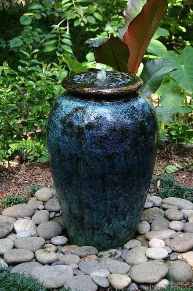 Deep Teal Ceramic Water Fountain