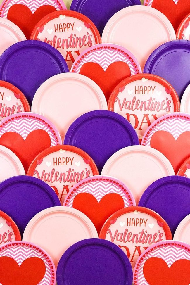 Colorful Heart Paper Plates