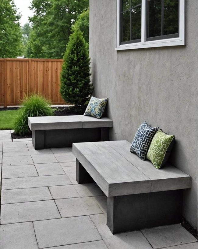 Concrete Patio Built-in Bench