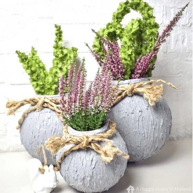 Concrete Planters, Soft Blooms