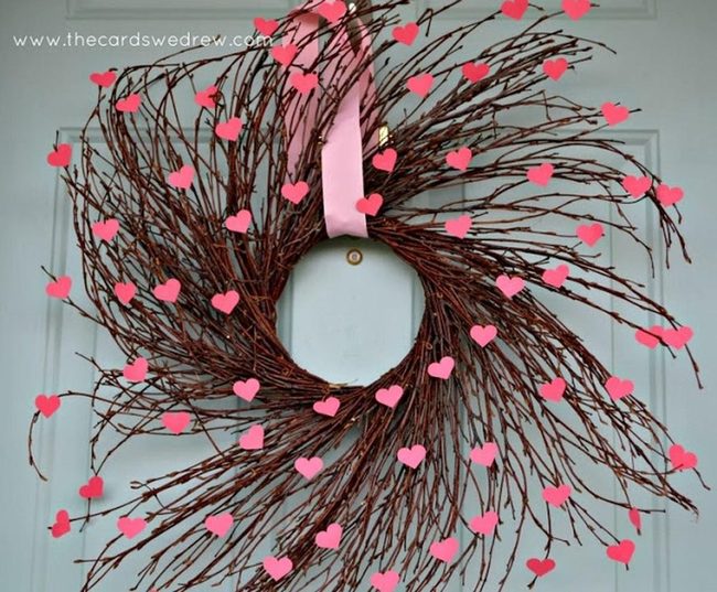 Pink Hearts On Natural Branches