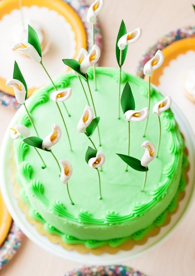 Green Frosting Botanical Cake
