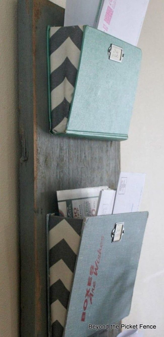 Recycled Books Mail Organizer
