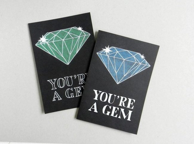 Sparkling Green And Blue Gem Cards