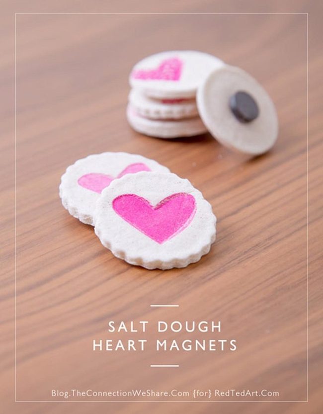 Pink Hearts, White Scalloped Magnets