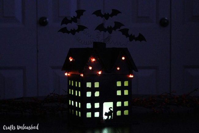 Orange-Lit Halloween Haunted House