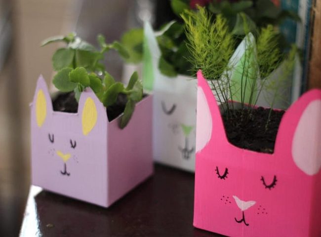 Pink Lavender Animal Planters