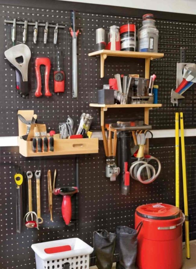 Wall Pegboard Tool Organization