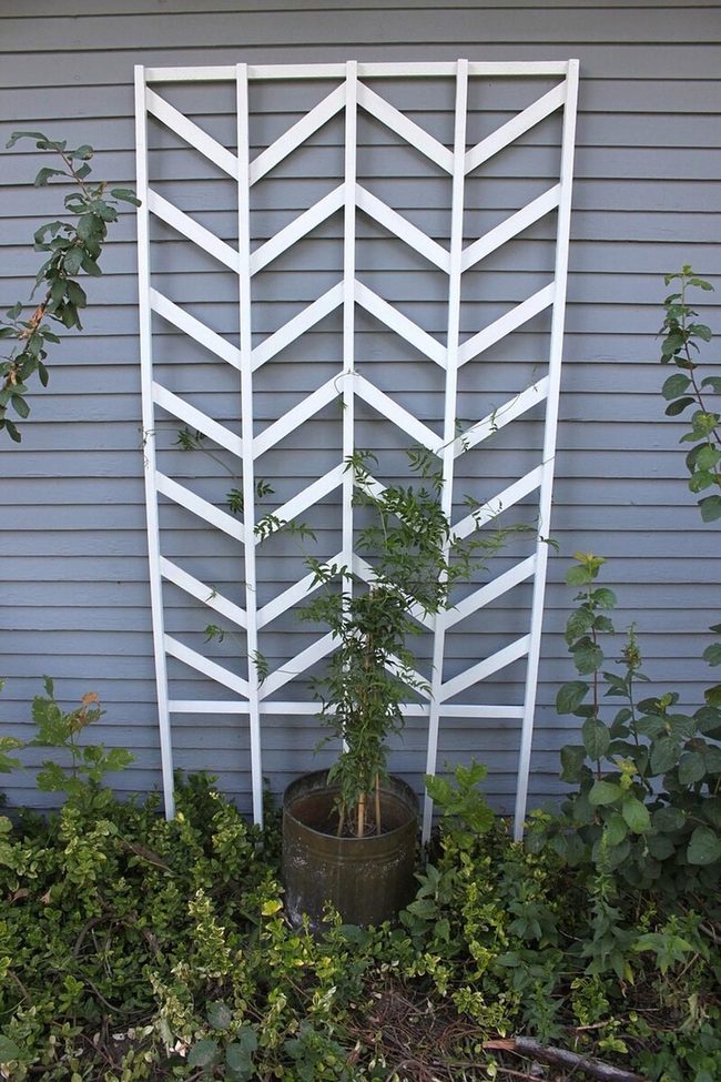 White Herringbone Garden Trellis