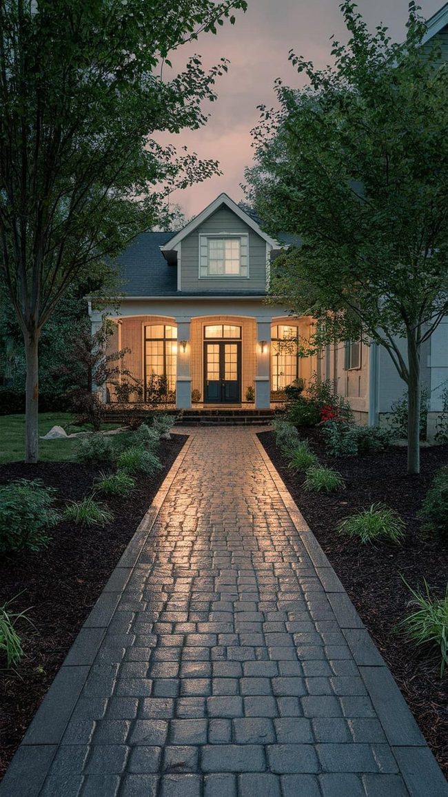 Wooden Pathway Through Raked Gravel