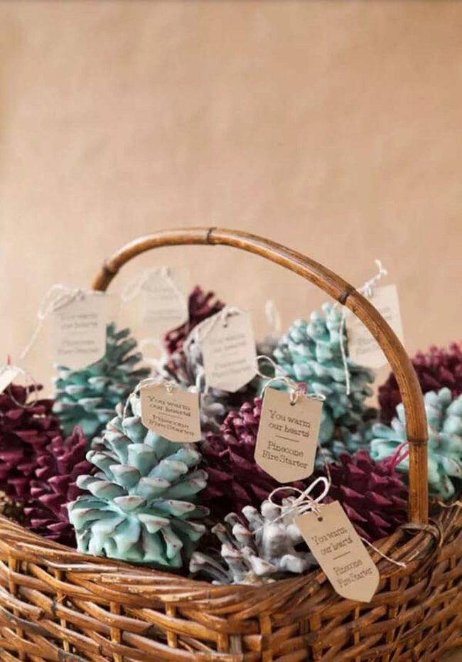 Wax-Dipped Pinecone Fire Starters
