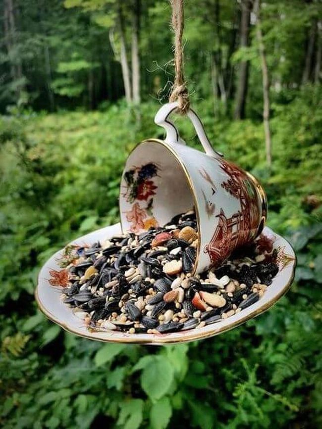 Porcelain Bird Feeder Garden