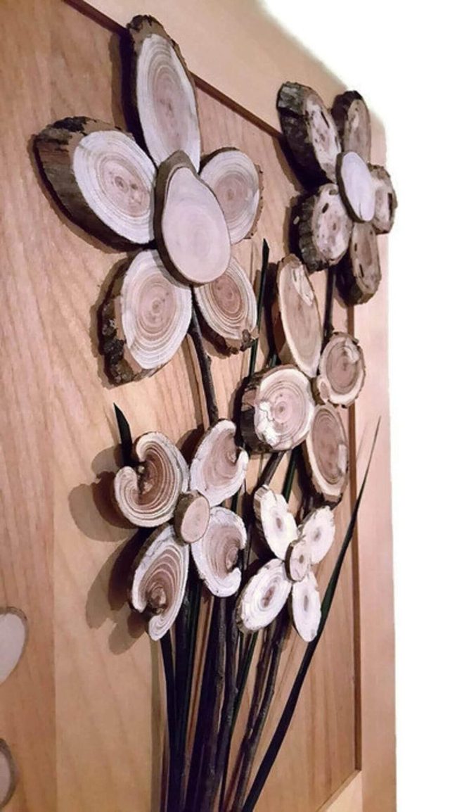 Wood Slice Spring Blooms