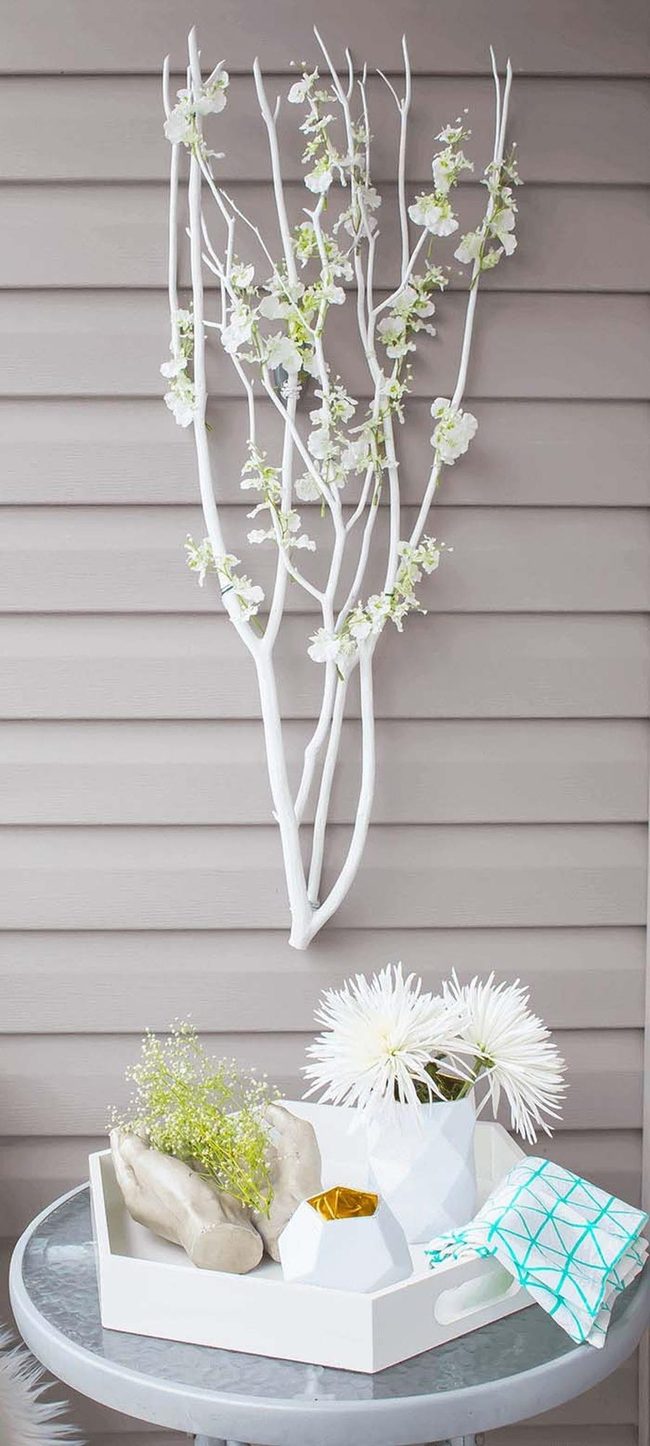 White Wall Art With Delicate Botanicals