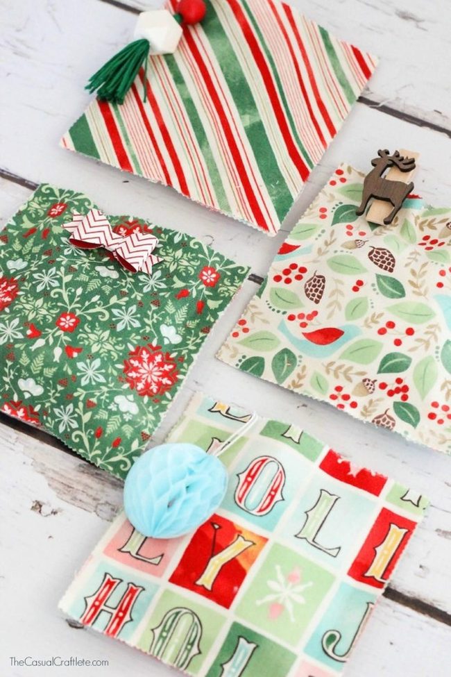 Red And Green Festive Fabric Squares