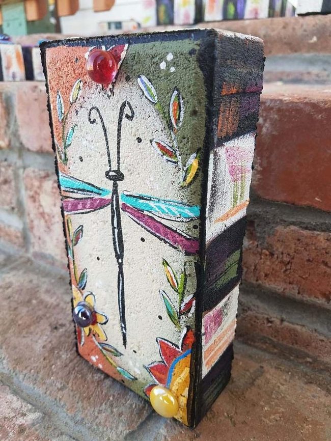 Painted Brick Garden Art