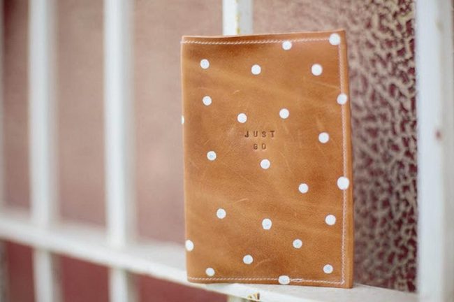 Brown Leather Polka Dot Notebook