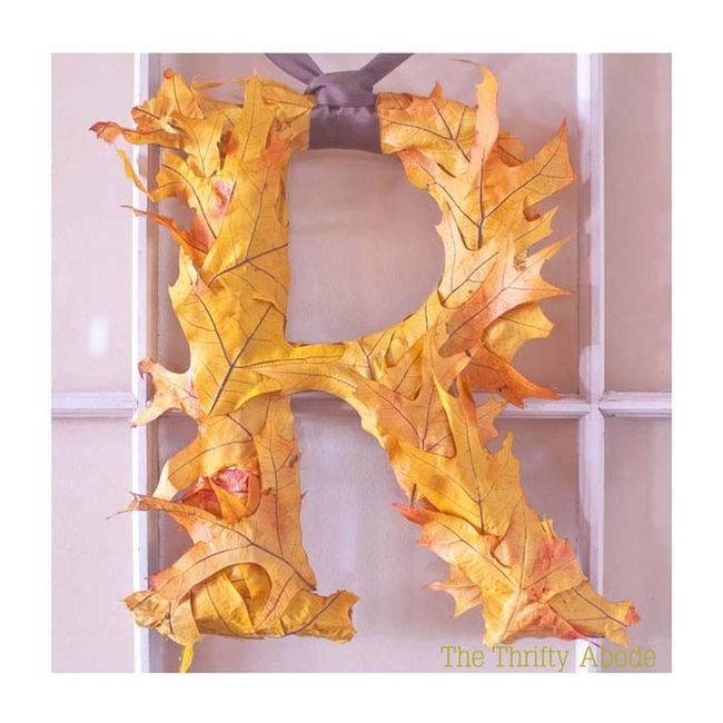 Monogrammed Autumn Leaf Initial