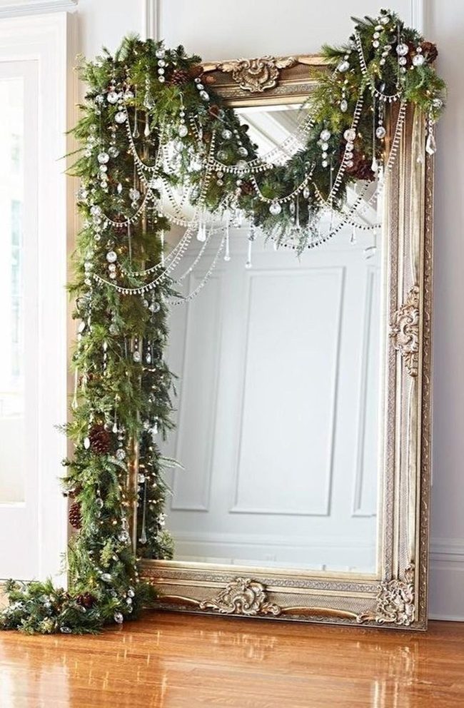 Gold Mirror, Glittering Pine Garland